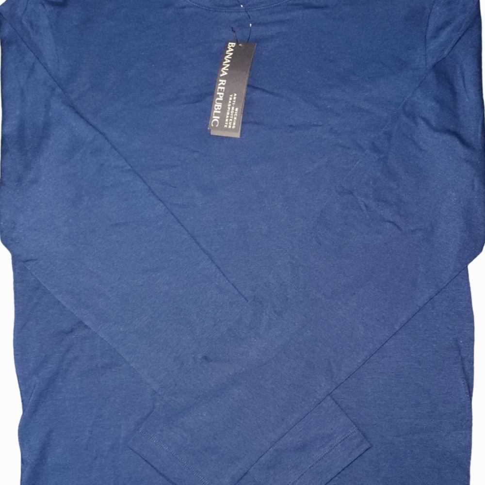 Mens Banana Republic Wicking Long Sleeve Shirt Blue Small